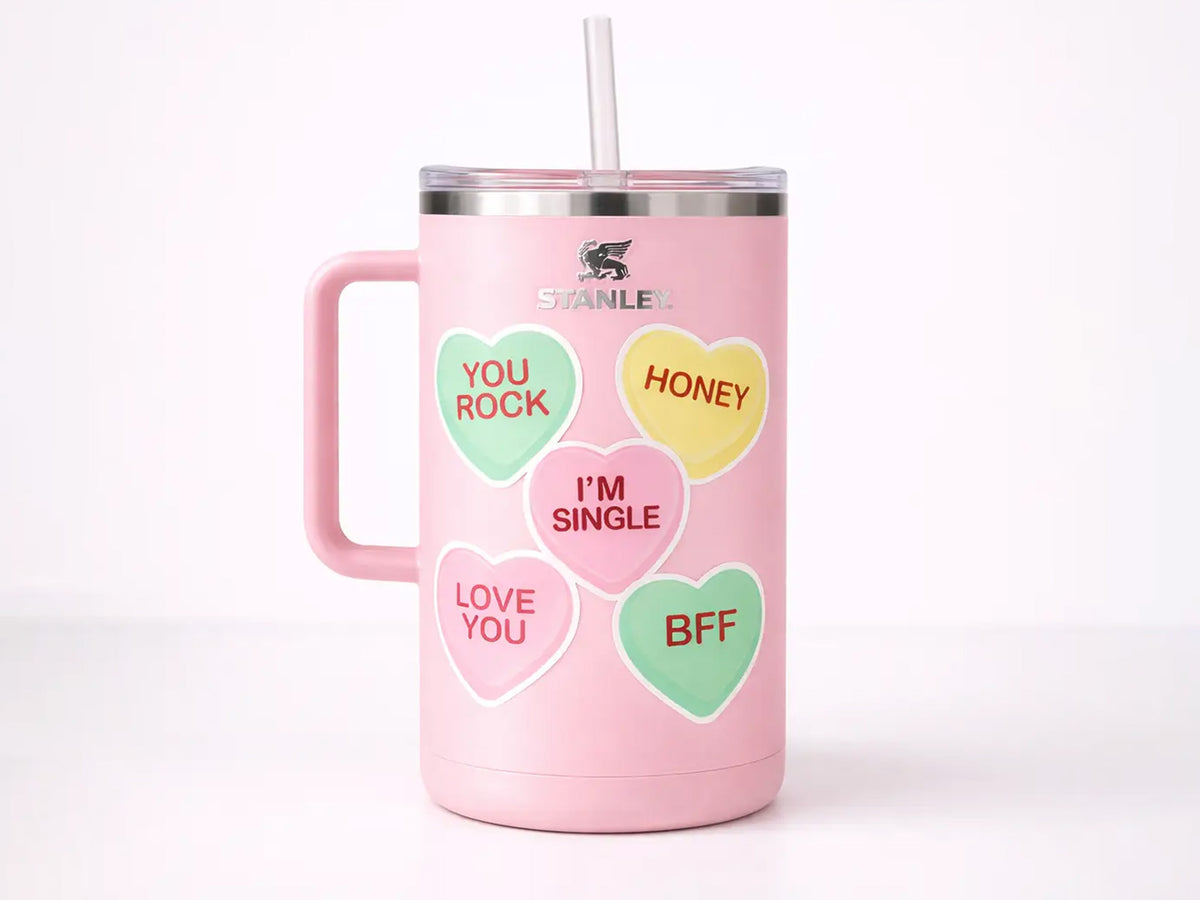 Be Mine Candy Heart Shaped Vinyl Sticker