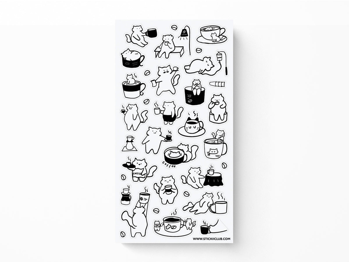 Caffeine Cats 2 Sticker Sheet
