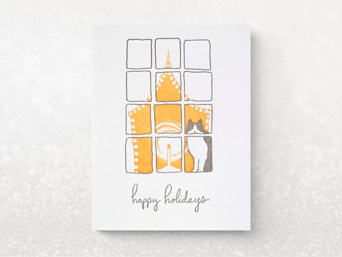 Cat And Candlelight Holiday Greeting Cards, Box of 10