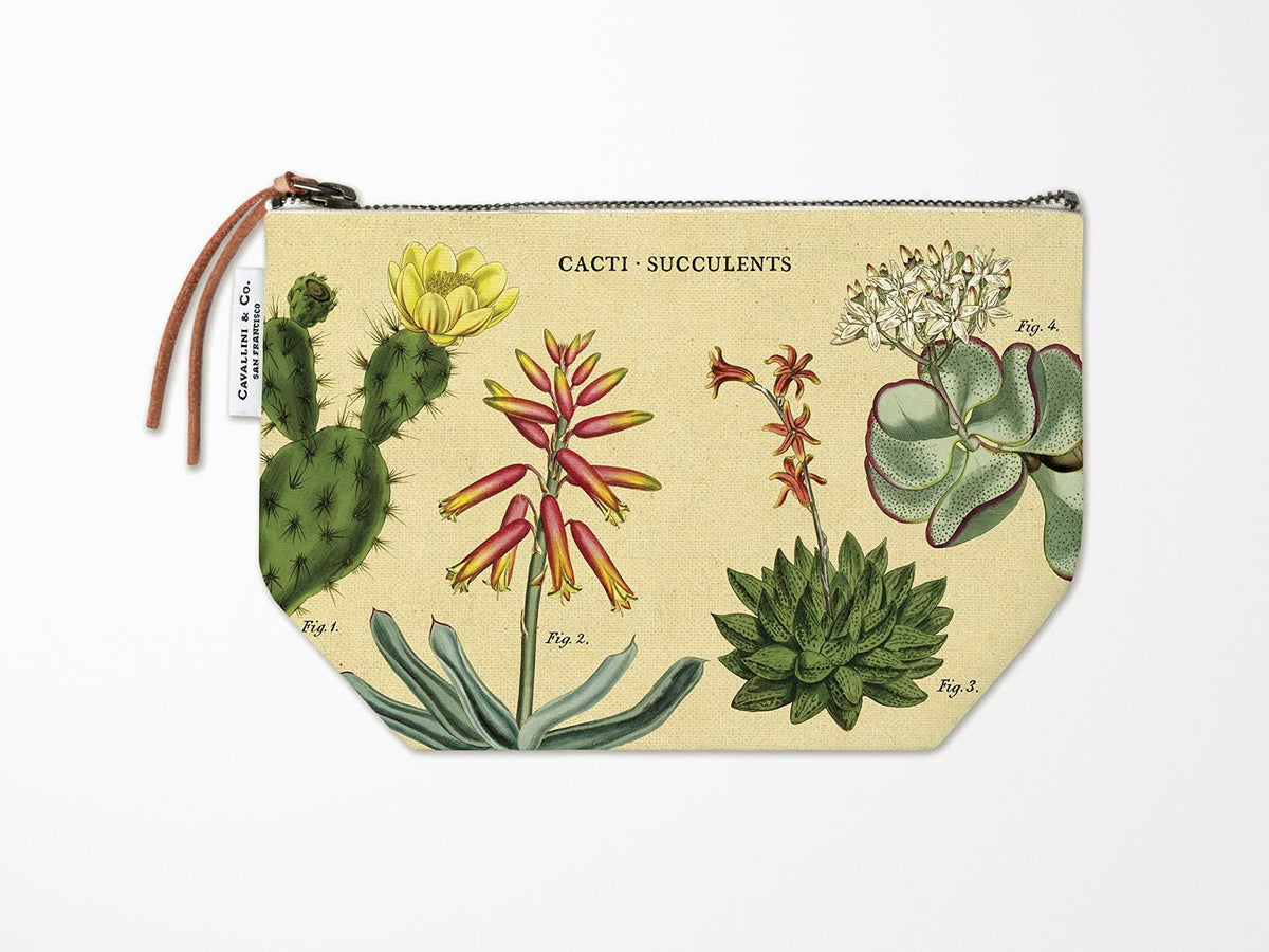 Cavallini Vintage Zipper Pouch - Cacti & Succulents