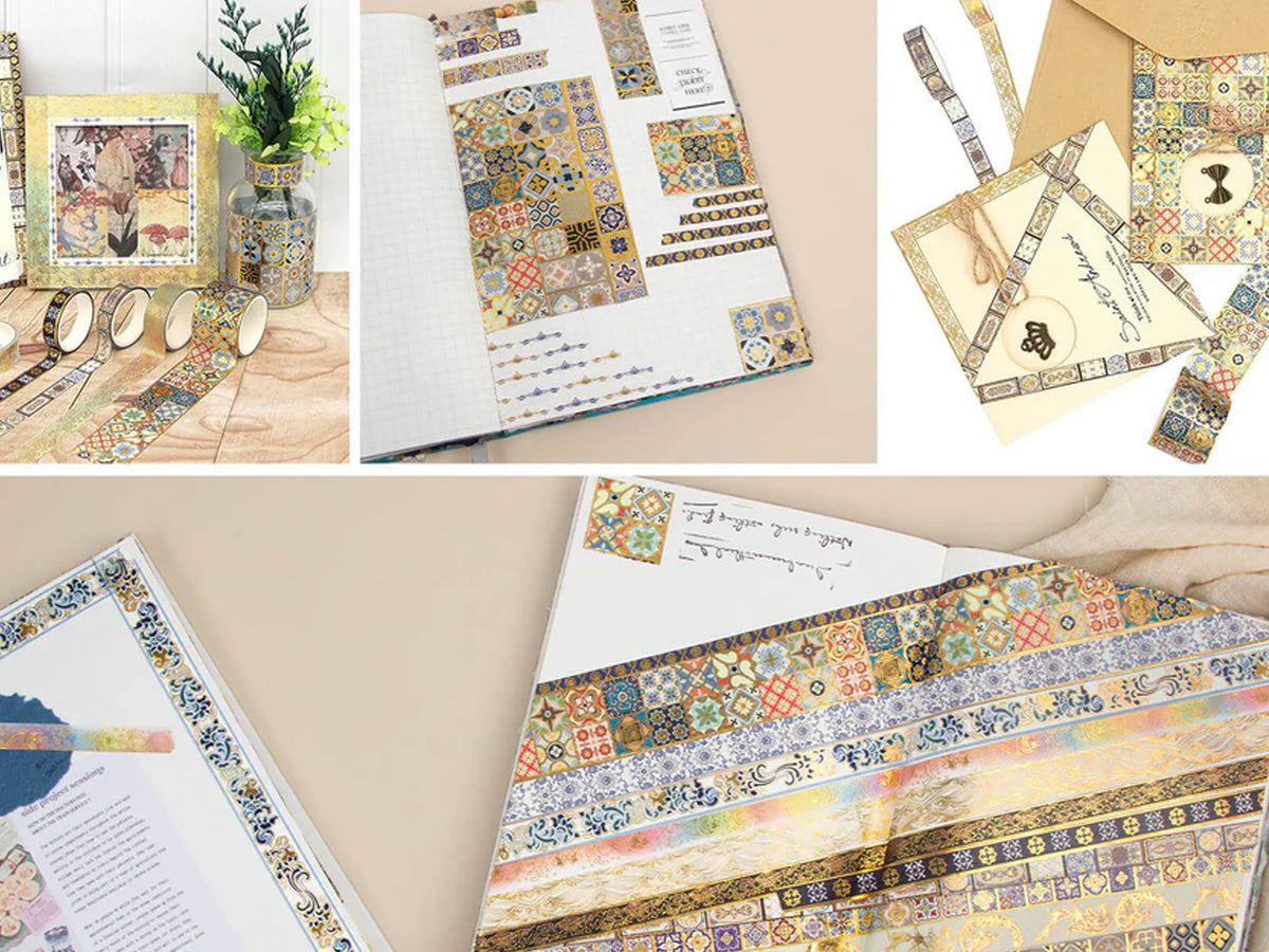 Gold Vintage Washi Tape Set of 16 Rolls