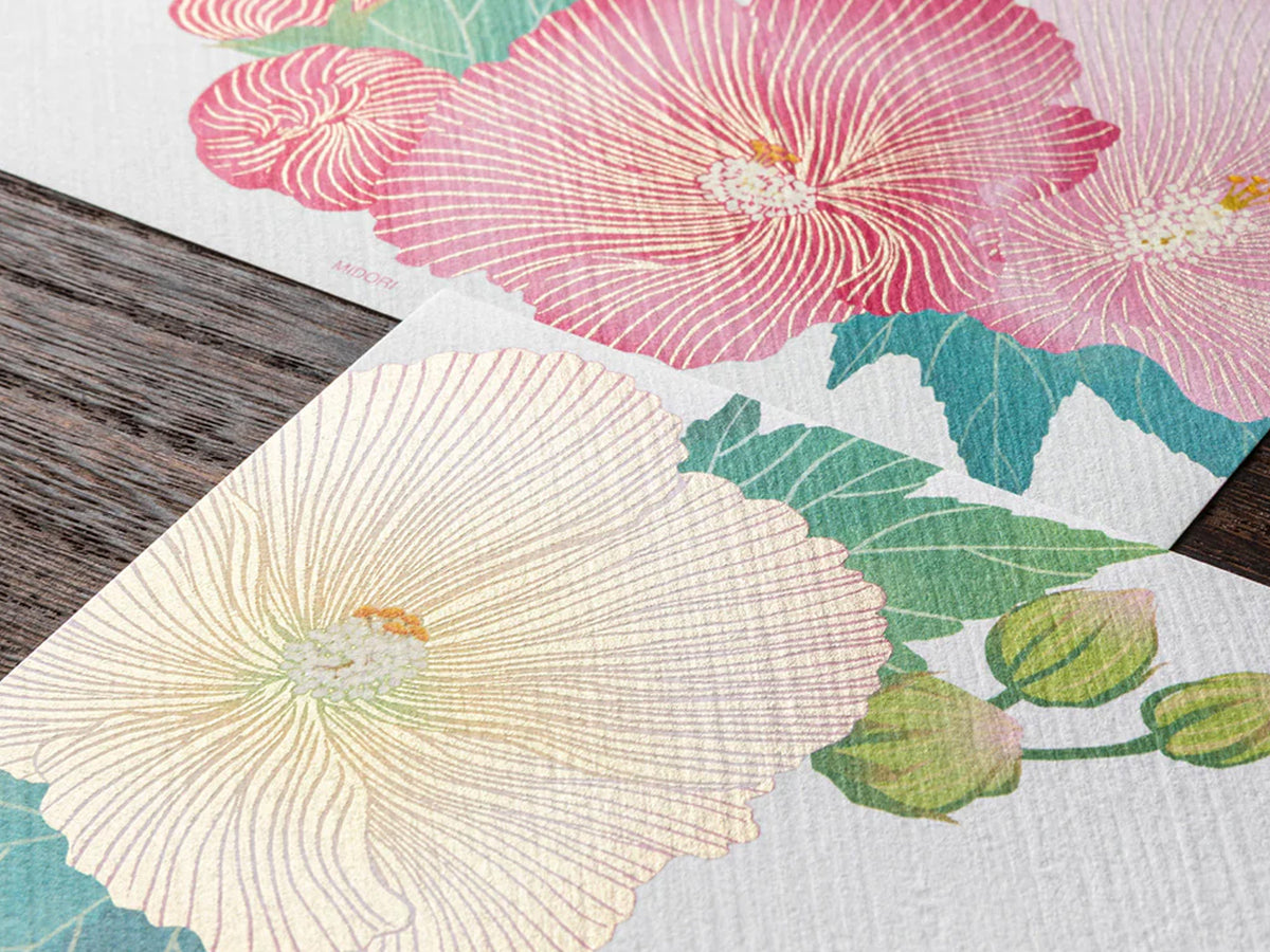 Midori Seasonal Letter Pad - 031 Silk-Printing Hibiscus
