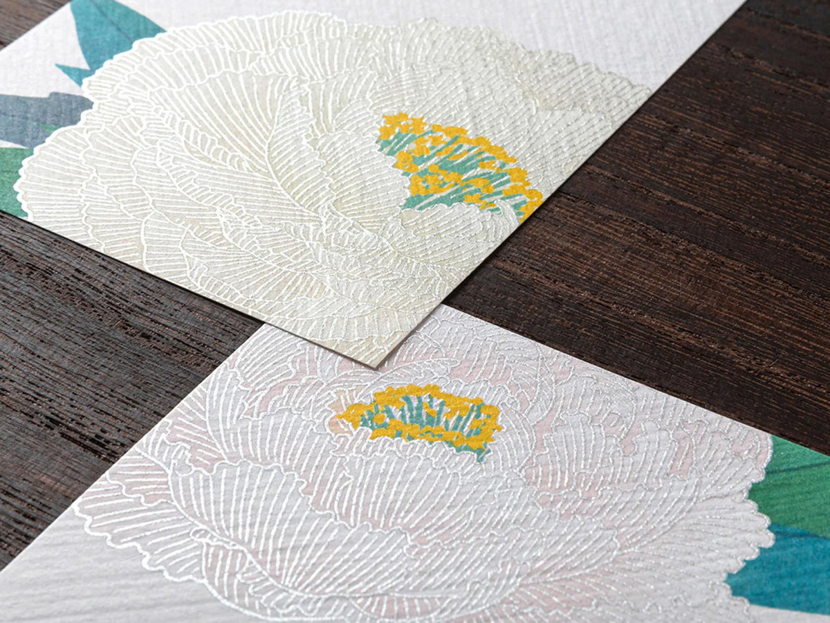 Midori Seasonal Message Letter Pad - 598 Silk-Printing Winter Peony