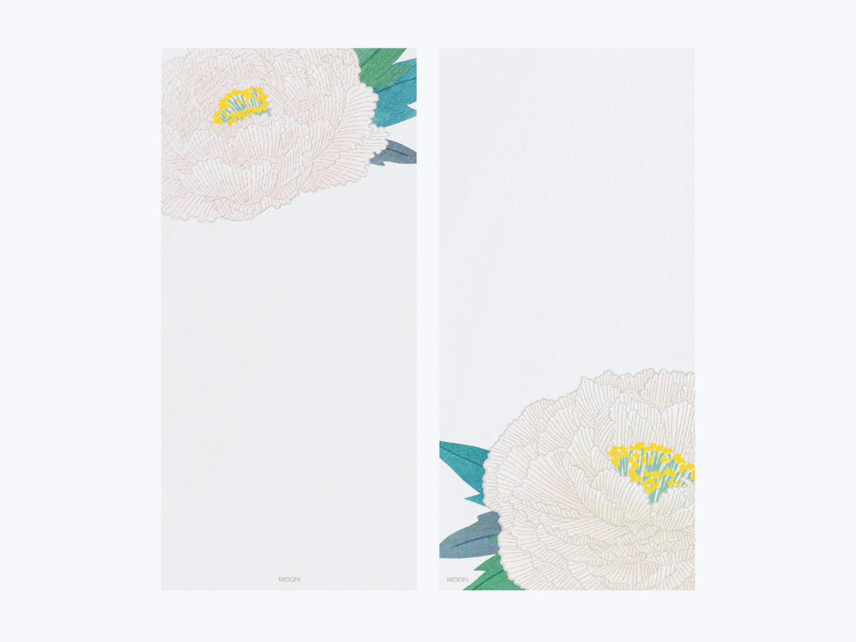 Midori Seasonal Message Letter Pad - 598 Silk-Printing Winter Peony
