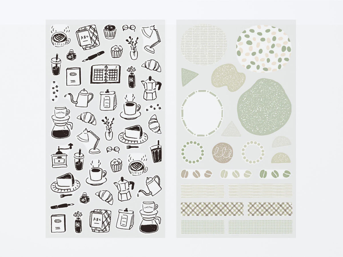 Midori Sticker Sheet Set of 2 Monotone Cafe