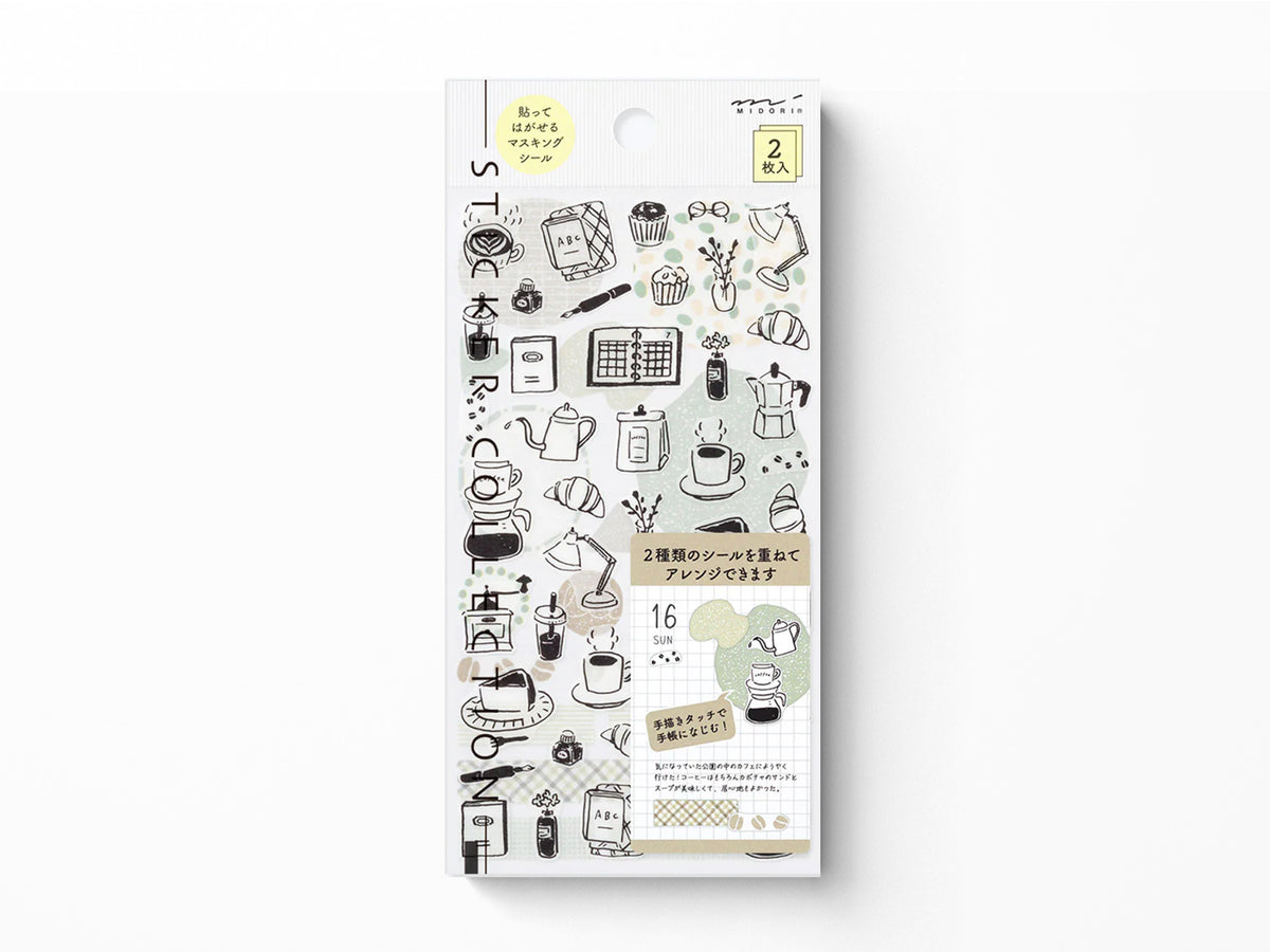 Midori Sticker Sheet Set of 2 Monotone Cafe