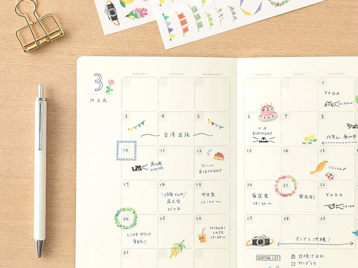 Midori Yuru Log Sticker Sheet - Motif