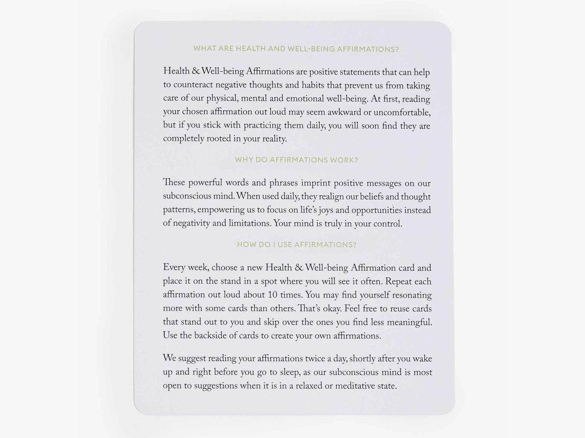 Mindful Affirmations Display Card Deck - Health and Well-Being