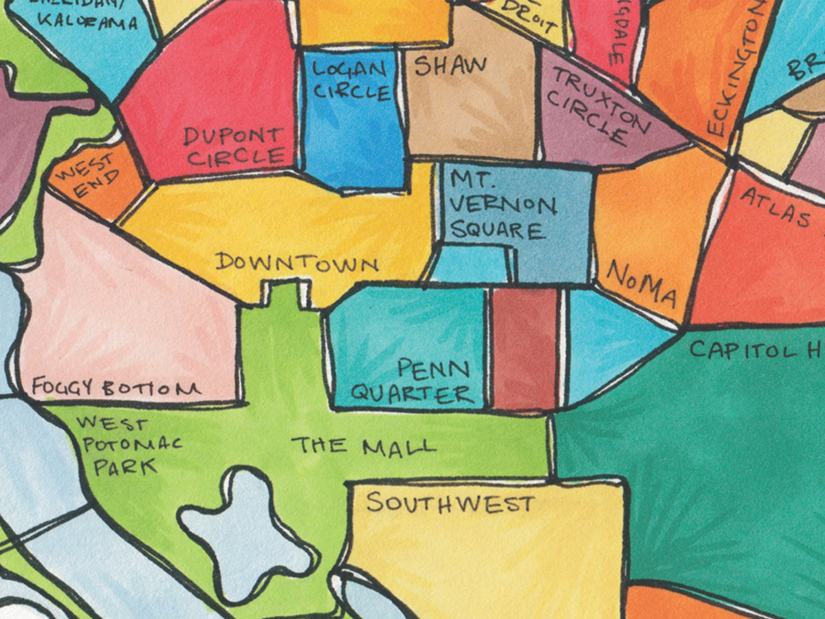 Washington DC Art Map Greeting Card