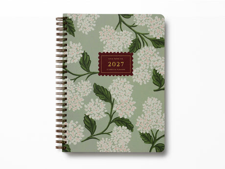 2027 Sage Hydrangea 12-Month Softcover Spiral Planner