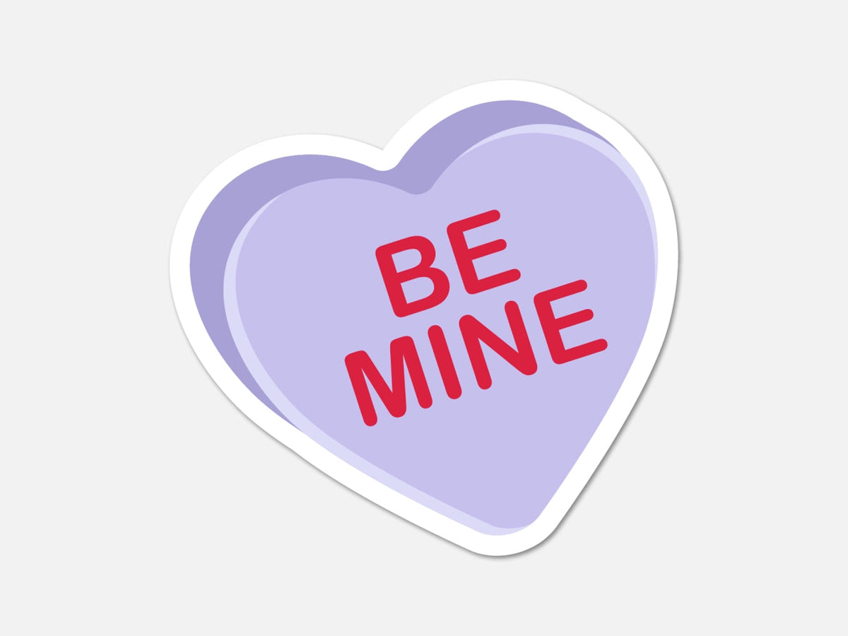 Be Mine Candy Heart Shaped Vinyl Sticker