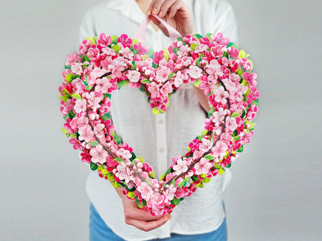 Cherry Blossom Pop Up Heart Wreath