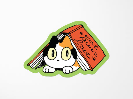 Eat Purr Love Book Cat Vinyl Sticker