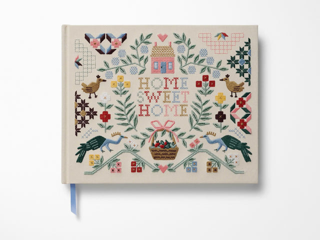Home Sweet Home Embroidered Fabric Guest Book