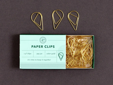 Keep It Together Gold Paper Clips - Teardrop