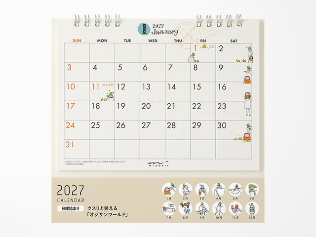Midori Desk Calendar 2027 - Medium Ojisan
