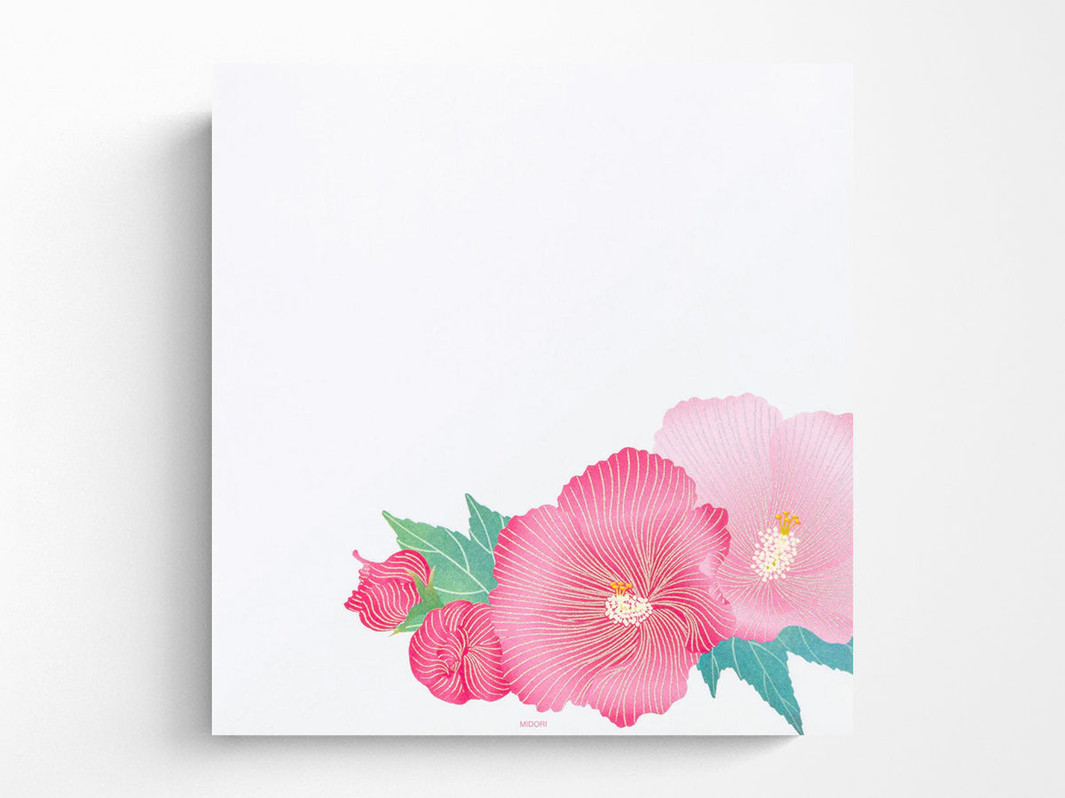 Midori Seasonal Letter Pad - 031 Silk-Printing Hibiscus