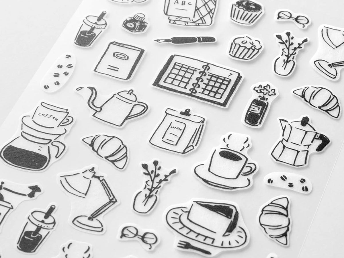 Midori Sticker Sheet Set of 2 Monotone Cafe