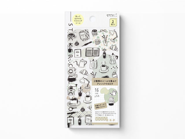 Midori Sticker Sheet Set of 2 Monotone Cafe