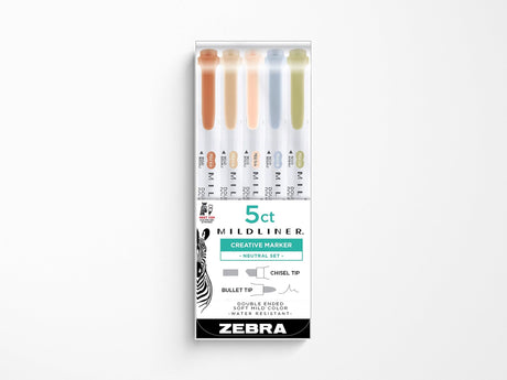 Mildliner Highlighter Double Ended Pens Neutral Colors - Set of 5