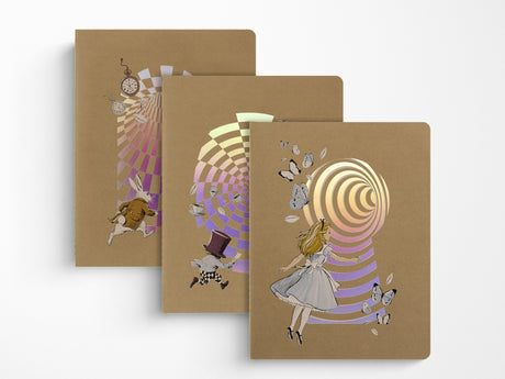 Moleskine Alice's Adventures in Wonderland Set of Three XL Ruled Cahier Notebooks