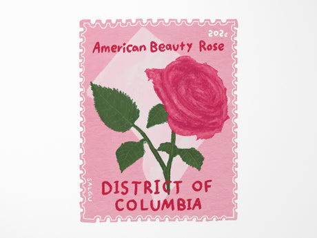 Washington DC National Flower - American Beauty Rose Vinyl Sticker