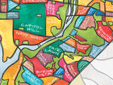 Washington DC Neighborhoods Art Map Poster